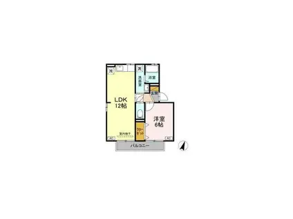 リブェール(1LDK/1階)の間取り写真