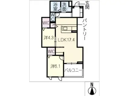 カサブランカ(2LDK/2階)の間取り写真