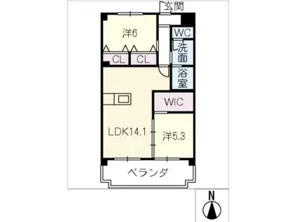 コーポラス田中(2LDK/3階)の間取り写真