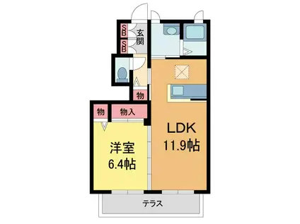 アミコート小林(1LDK/1階)の間取り写真