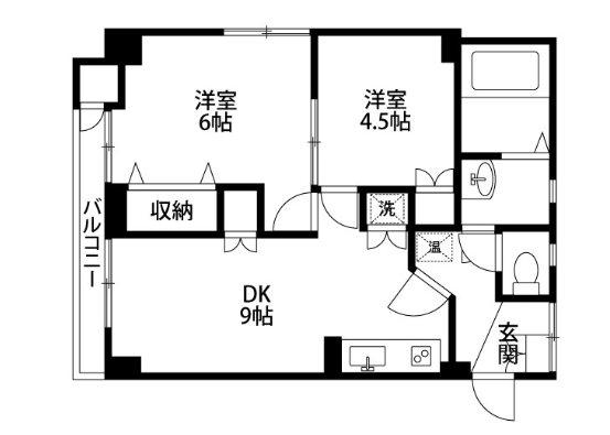 網川原県庁前マンション(2LDK/5階)の間取り写真