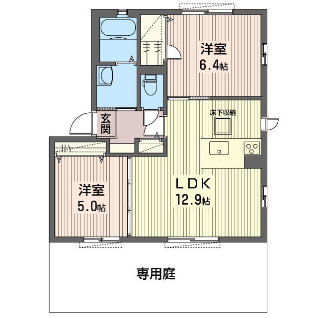 エスポアメゾンB(2LDK/1階)の間取り写真