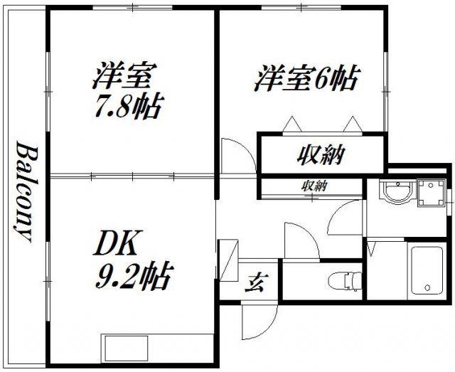 マンション芳舟I(2DK/2階)の間取り写真