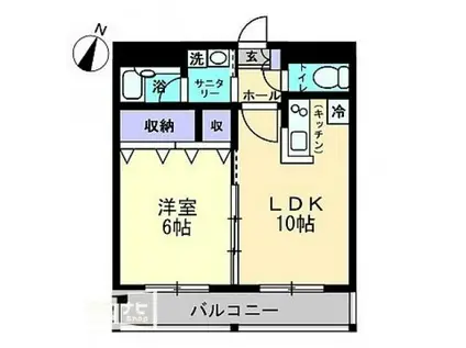AM′S4観光町(1LDK/5階)の間取り写真