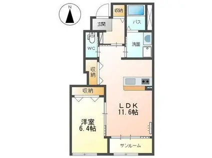 センチュリーカーサII(1LDK/1階)の間取り写真