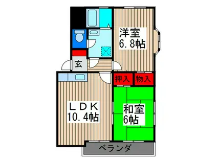 グリーンテラス(2LDK/2階)の間取り写真