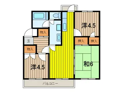 浦和東マンションC棟(3LDK/3階)の間取り写真