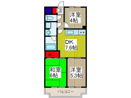 ローヤルパレス西浦和(3DK/4階)の間取り写真