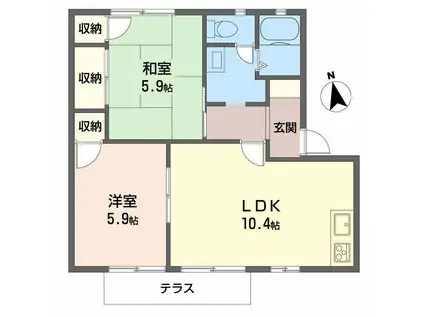 ツインドリームハイツAB(2LDK/1階)の間取り写真