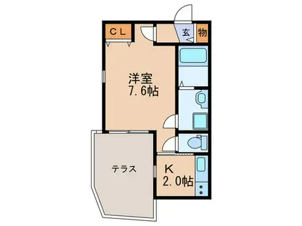 モダン・クラウドレジデンス阪大前(1K/1階)の間取り写真