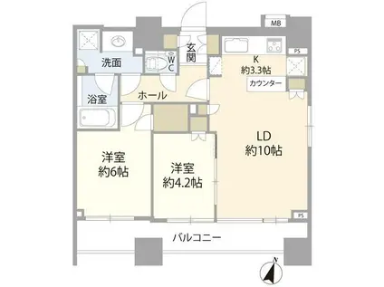 クラッシィスイート赤坂(2LDK/12階)の間取り写真