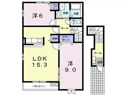 オブコニカ(2LDK/2階)の間取り写真