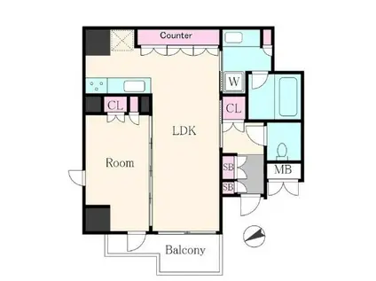 ジオ四谷三栄町(1LDK/3階)の間取り写真