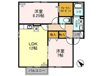 サニーサイドIZUMI B棟(2LDK/2階)の間取り写真