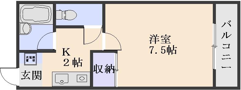 ヴィラシティー祇園(1K/2階)の間取り写真