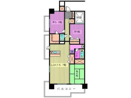 パティオタワー大宮(3LDK/8階)の間取り写真