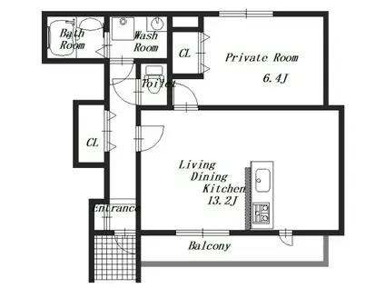 マルシェ(1LDK/1階)の間取り写真