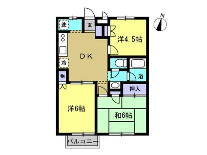 ドミールたかねB棟(3DK/1階)の間取り写真