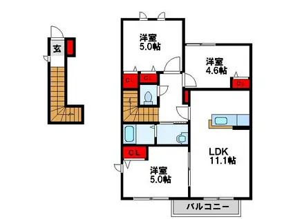 フォレスト芦屋(3LDK/2階)の間取り写真