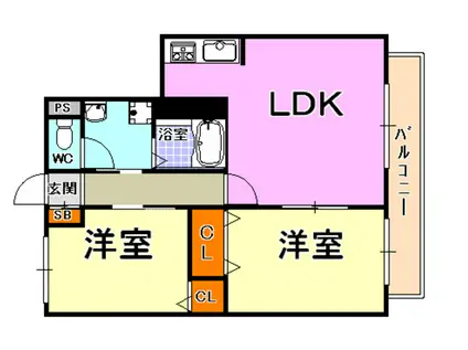 グランシード公光(2LDK/2階)の間取り写真