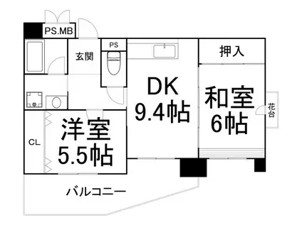 アルティスタ中津(2LDK/2階)の間取り写真