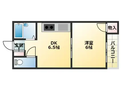 ガーデンコート平野南(1DK/5階)の間取り写真