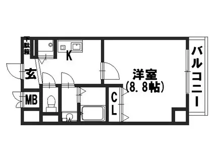 ジュノン(1K/4階)の間取り写真