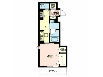 ノース・アルカディアII(1K/1階)の間取り写真