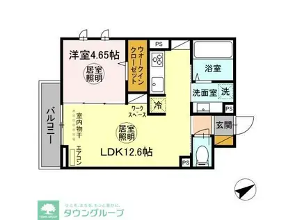 ディオブレス(1LDK/3階)の間取り写真