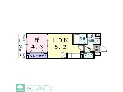 グランドレジデンス赤羽(1LDK/2階)の間取り写真
