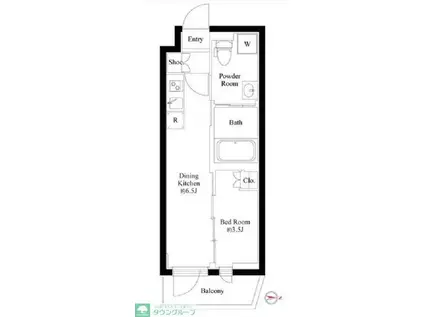 ハーモニーレジデンス中野坂上(1DK/4階)の間取り写真