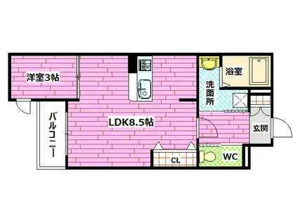 月光安芸区中央(1LDK/1階)の間取り写真