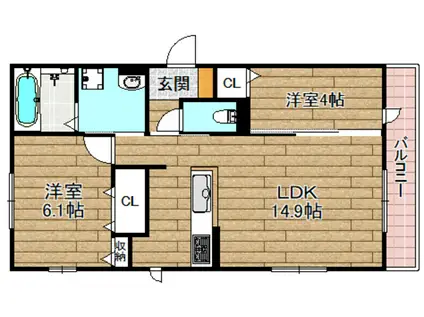 エスペランサ(2LDK/2階)の間取り写真
