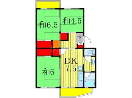 カーム北柏(3DK/3階)の間取り写真