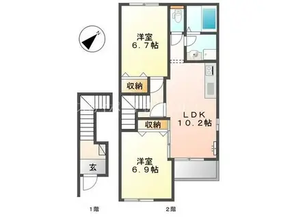 スターテラス三方原(2LDK/2階)の間取り写真
