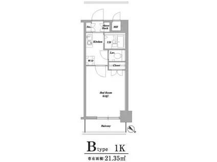 レジディア門前仲町(1K/4階)の間取り写真