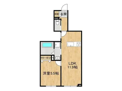 グリシーヌ(1LDK/1階)の間取り写真