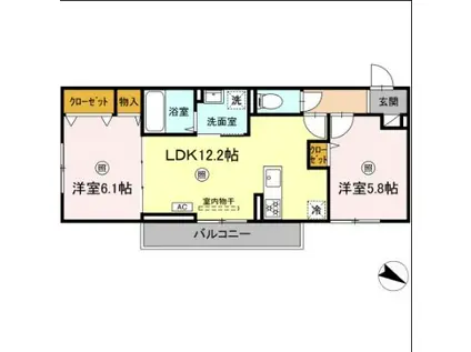 ヴィヴァブルパレ(2LDK/2階)の間取り写真