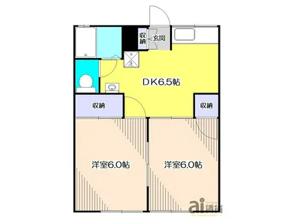 ジュネス狭山2号館(2DK/1階)の間取り写真