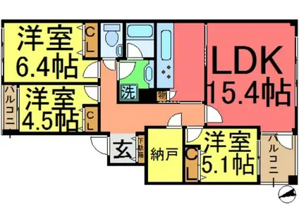 グランドコートB棟(3SLDK/3階)の間取り写真