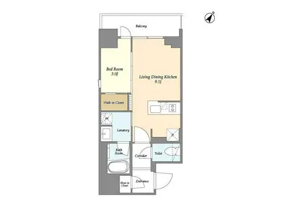 リビオメゾン横濱大通公園(1LDK/6階)の間取り写真