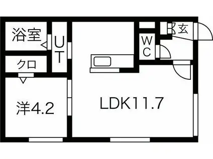 PINE HILLS豊平1条(1LDK/1階)の間取り写真