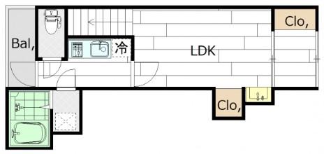 M TERRACE藤垂園 弐番館(1LDK/2階)の間取り写真