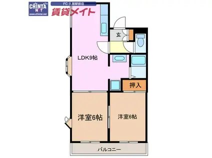 サニー藤水(2LDK/1階)の間取り写真