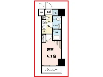 ガーラ・シティ王子(1K/7階)の間取り写真