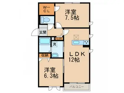 シャーメゾンMISA(2LDK/2階)の間取り写真