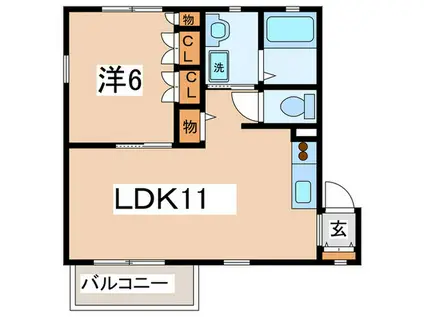 シャルム湘南台(1LDK/1階)の間取り写真