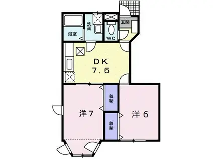 ベルグレース(2DK/1階)の間取り写真