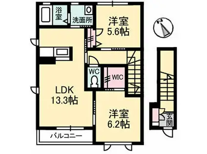 コンフォーザ(2LDK/2階)の間取り写真