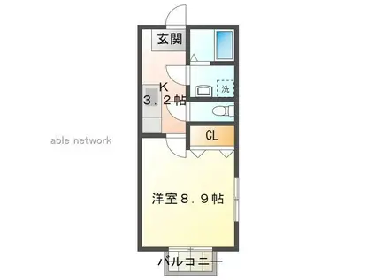 カルムール(1K/1階)の間取り写真